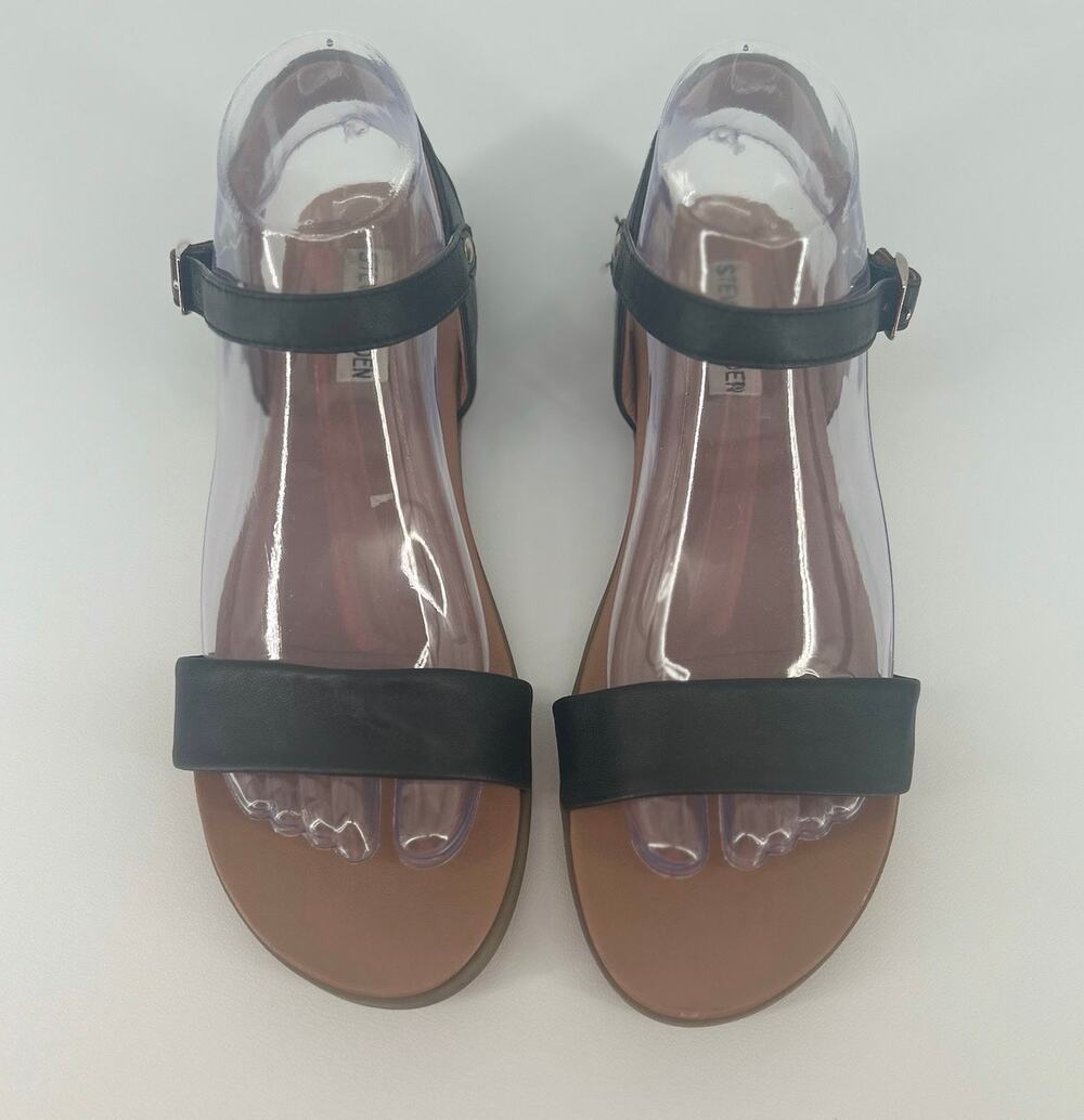 Steve Madden Black Strappy Sandals Shoes, Women's Size 8